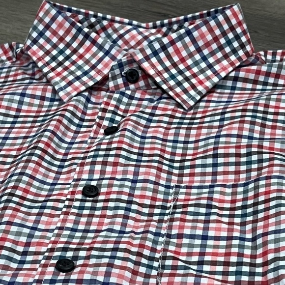 EUC Johnnie-O Gingham Plaid Small Check Hangin’ Out Stretch Performance Shirt - Picture 5 of 6